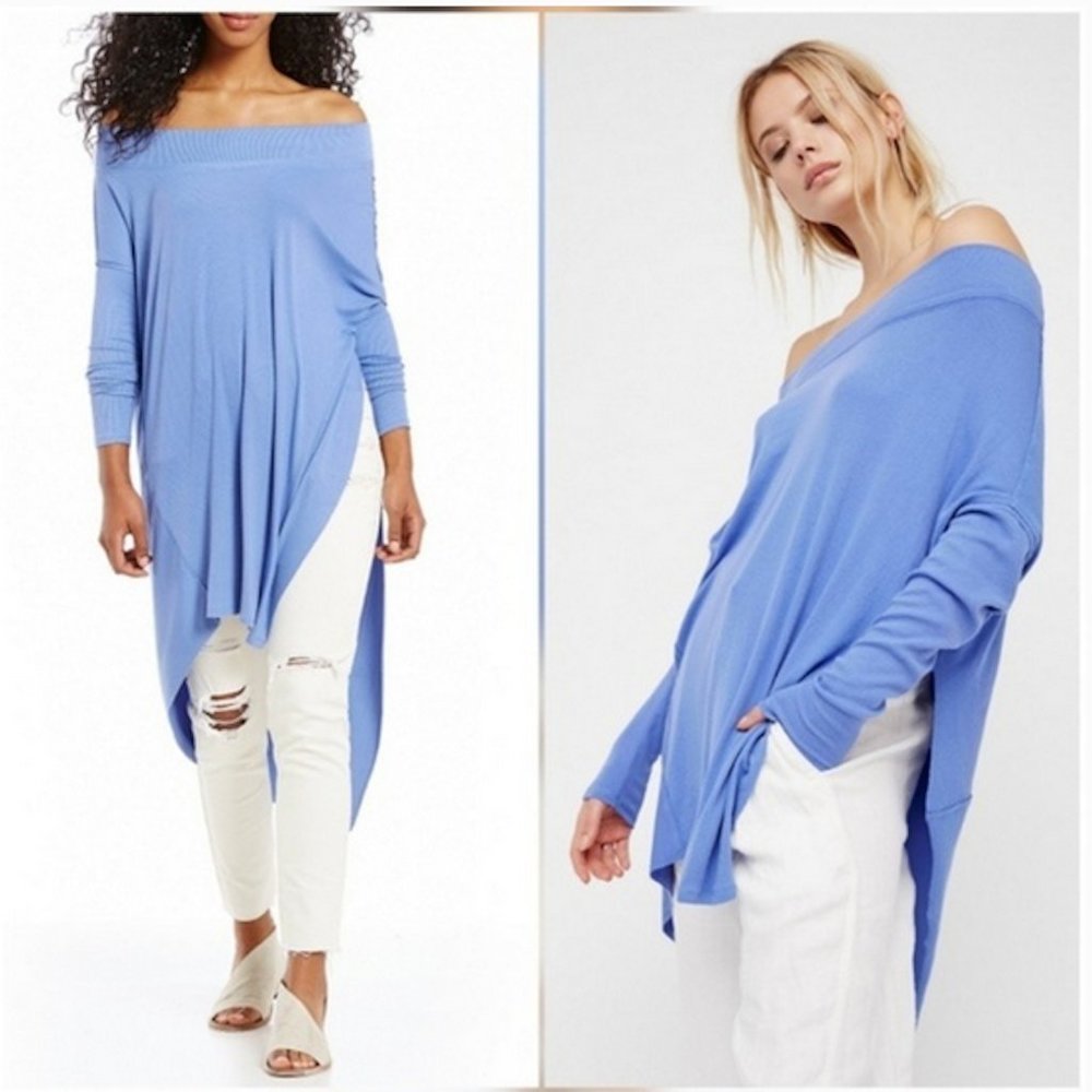 FREE PEOPLE Grapevine Tunic Top Split Side Long Sleeve